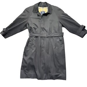 Burberry London Men's Black Nova Check Long Trench Coat & Zip In Lining‎